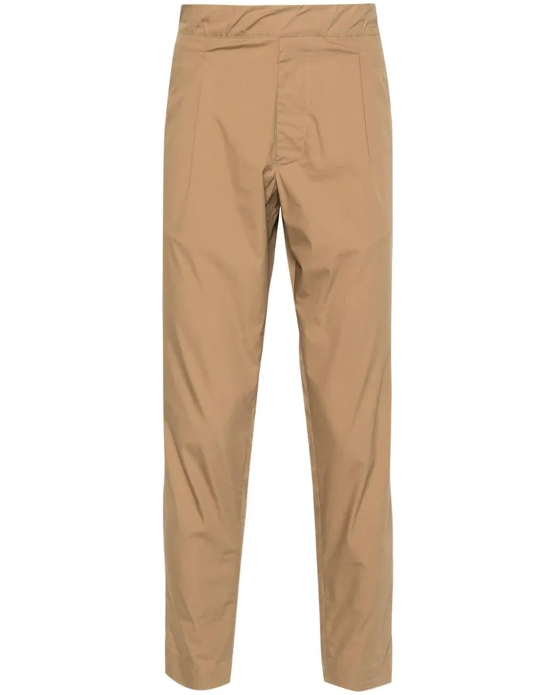 Low Brand Tapered-Bundfaltenhose aus Popeline Nude