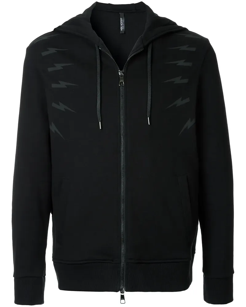 Neil Barrett Kapuzenjacke mit Blitzen - Schwarz Schwarz
