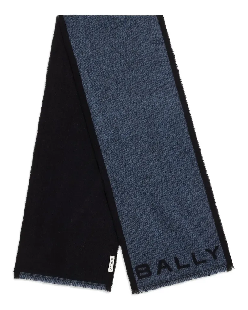 Bally Schal mit Jacquard-Logo - Blau Blau