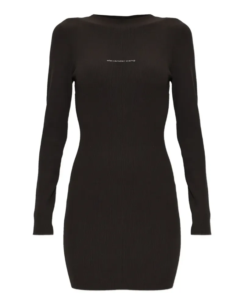 Alexander Wang textured logo long-sleeve crewneck dress - Braun Braun
