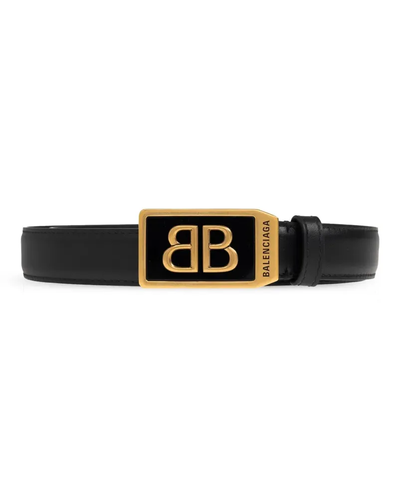 Balenciaga Gürtel mit Logo-Schild - Schwarz Schwarz