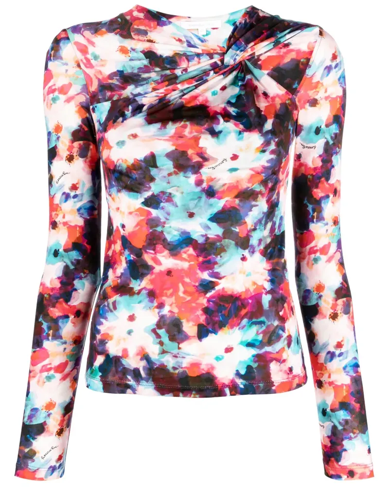 Patrizia Pepe Geknotetes Jerseyoberteil mit Blumen-Print - Blau Blau