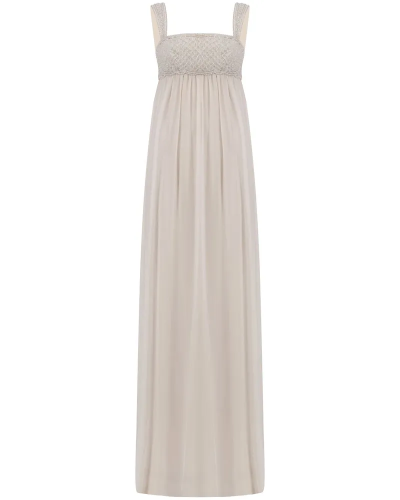 Dina Melwani Maxikleid mit Kristallverzierung - Nude Nude