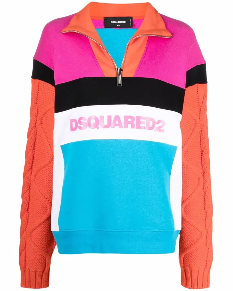 Dsquared2 Sweatshirt in Colour-Block-Optik - Rosa Rosa
