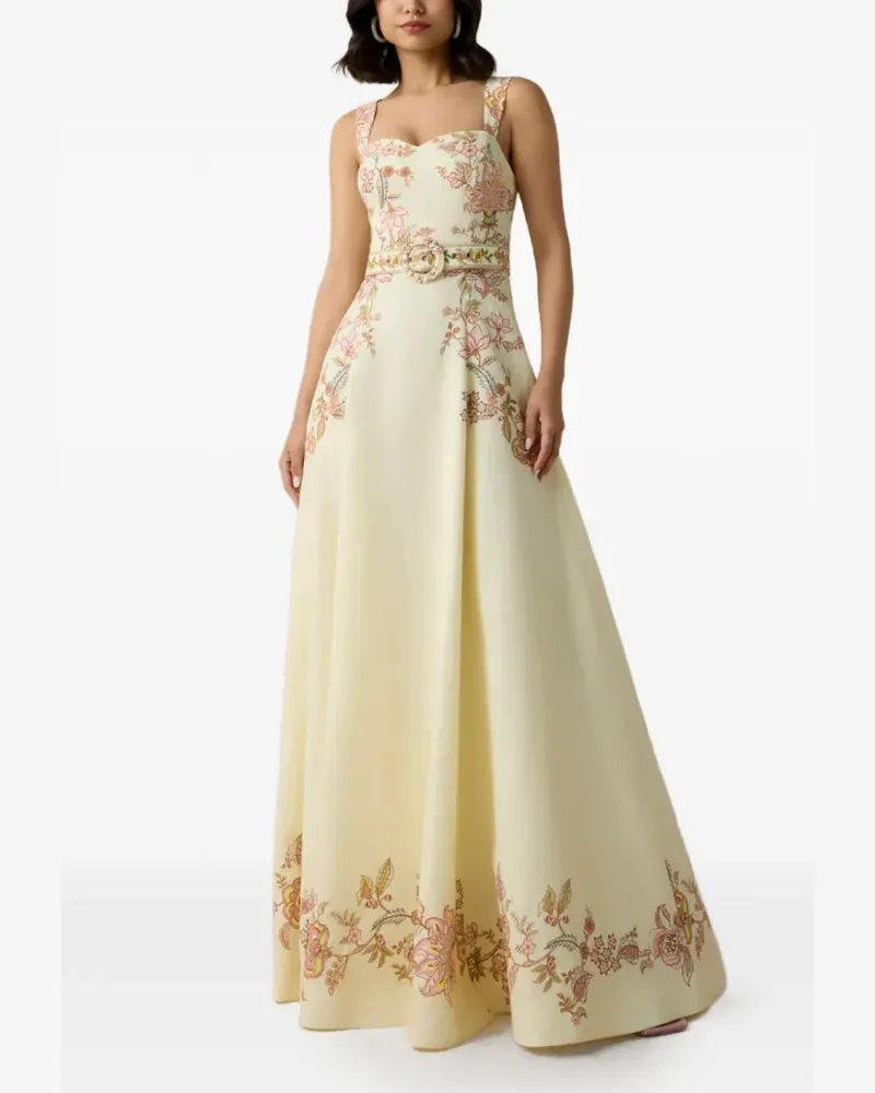 Hemant & Nandita Rian floral-print belted maxi dress - Nude Nude