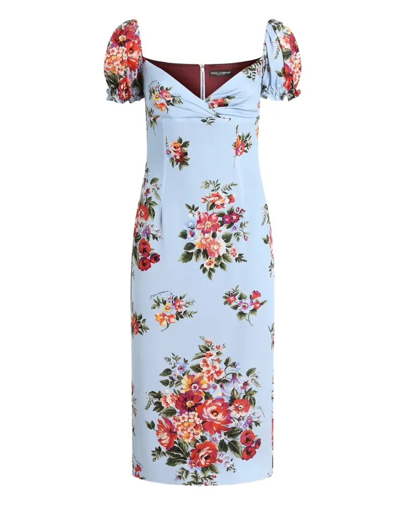 Dolce & Gabbana Midikleid mit Puffärmeln - Blau Blau
