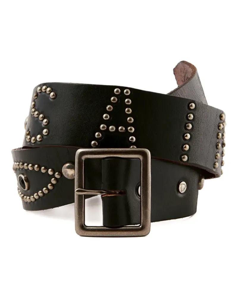 SAINT MXXXXXX x HTC studded leather belt - Schwarz Schwarz