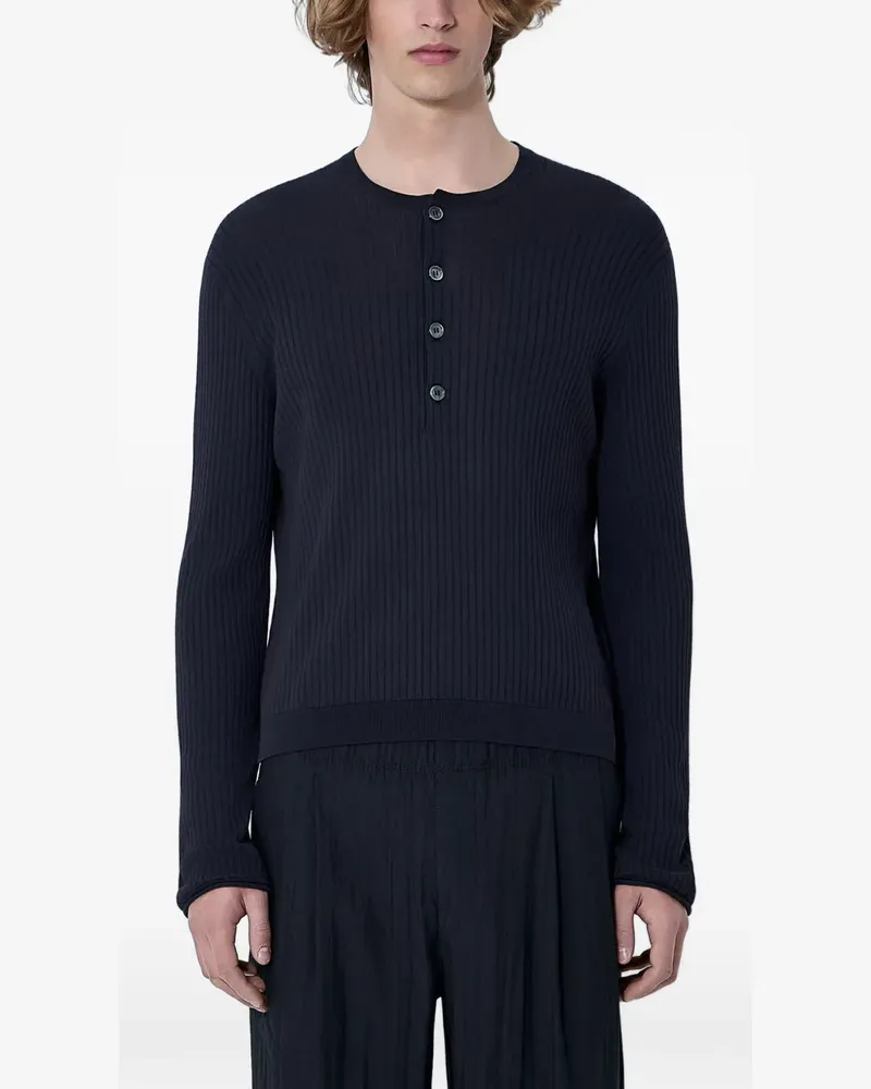 Our Legacy Fine Henley ribbed-knit Henley sweater - Schwarz Schwarz