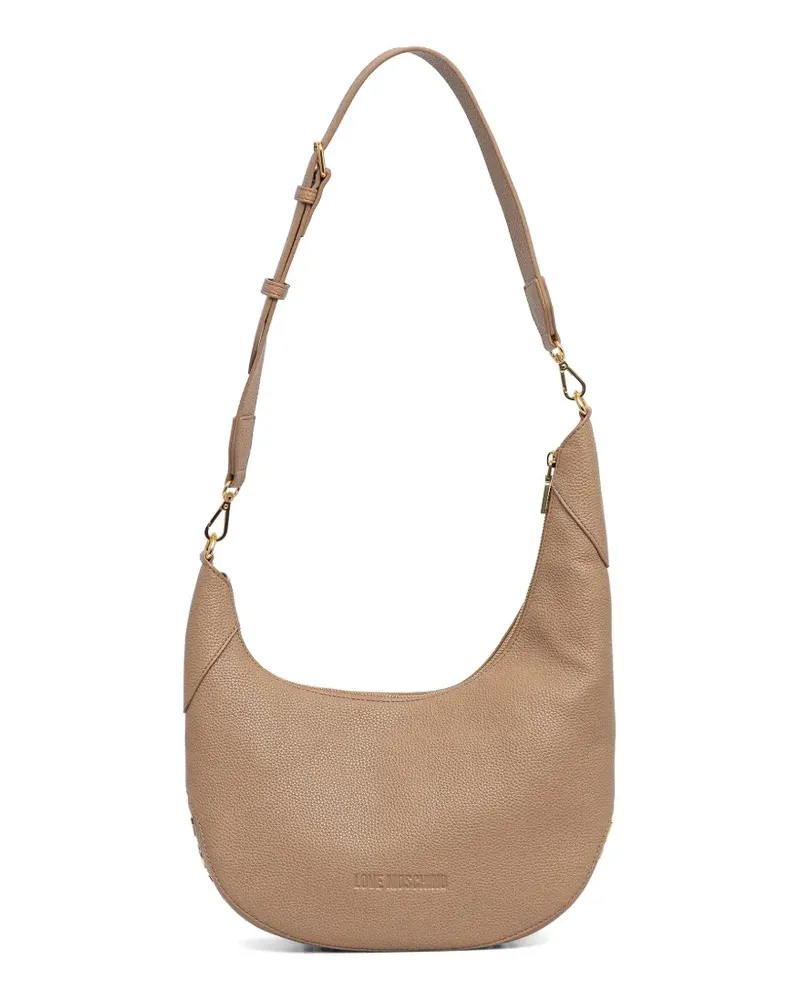 Moschino Verstellbare Schultertasche aus strukturiertem Leder - Nude Nude