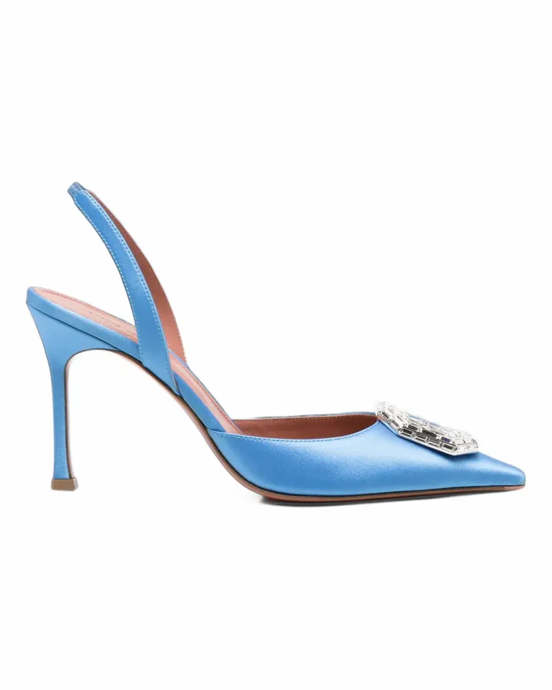 Amina Muaddi Camelia Slingback-Pumps mit Kristallen - Blau Blau