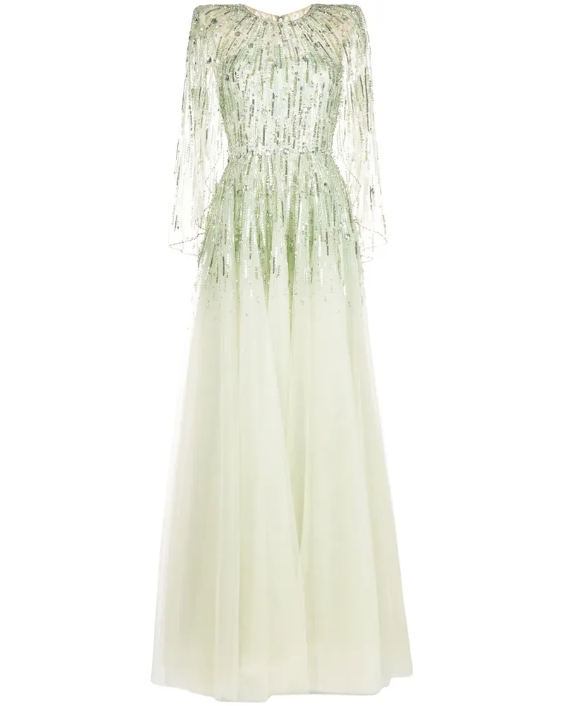 Jenny Packham Abendkleid mit Pailletten - Grün Grün