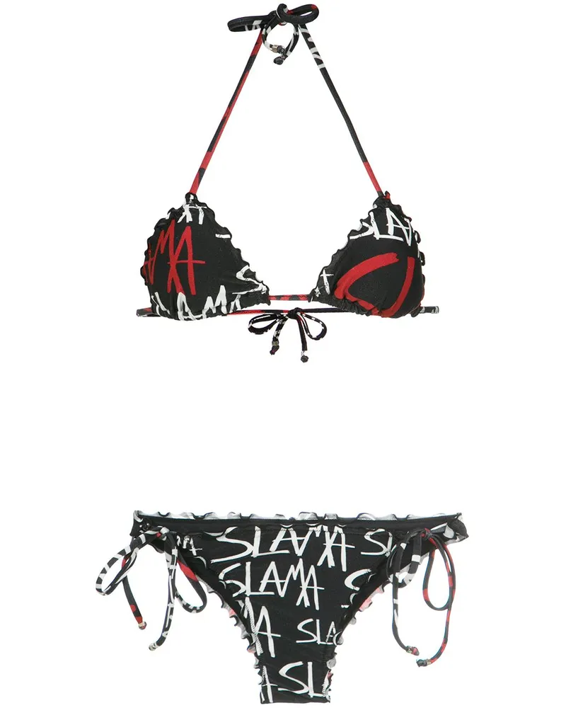 Amir Slama logo print bikini set - Schwarz Schwarz