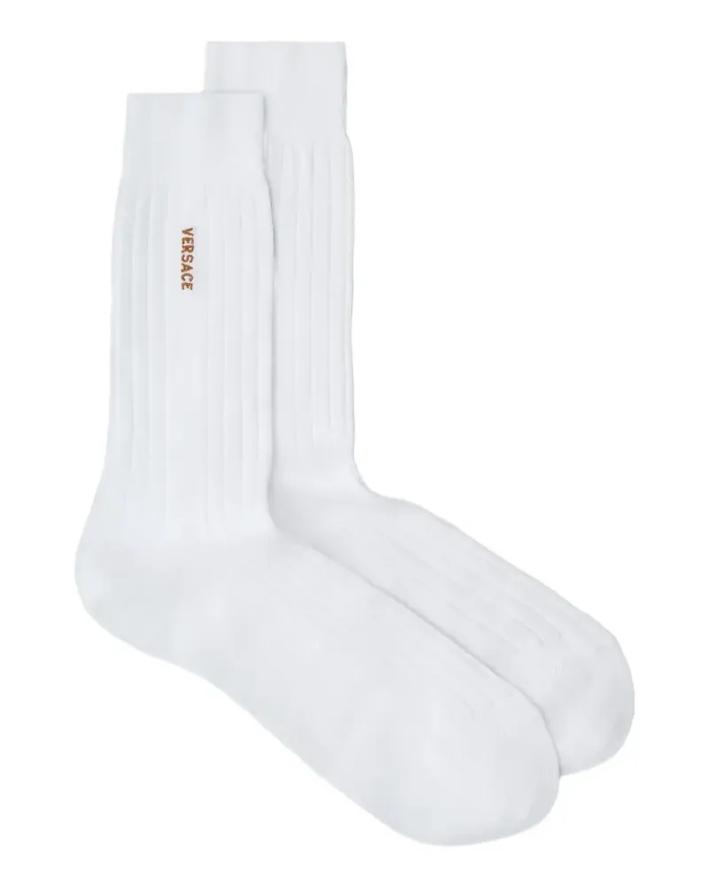 Versace embroidered cotton ribbed socks - Weiß Weiß