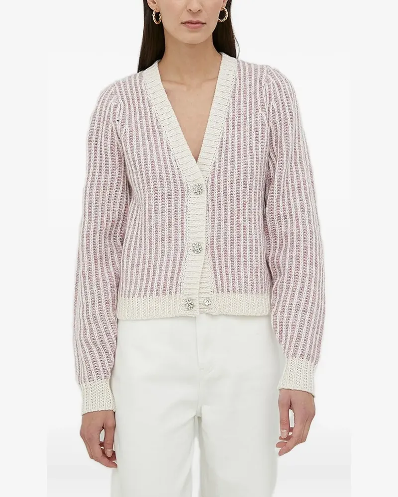 BRUUNS BAZAAR Gerippter Cardigan mit Schmuckknopf - Violett Violett