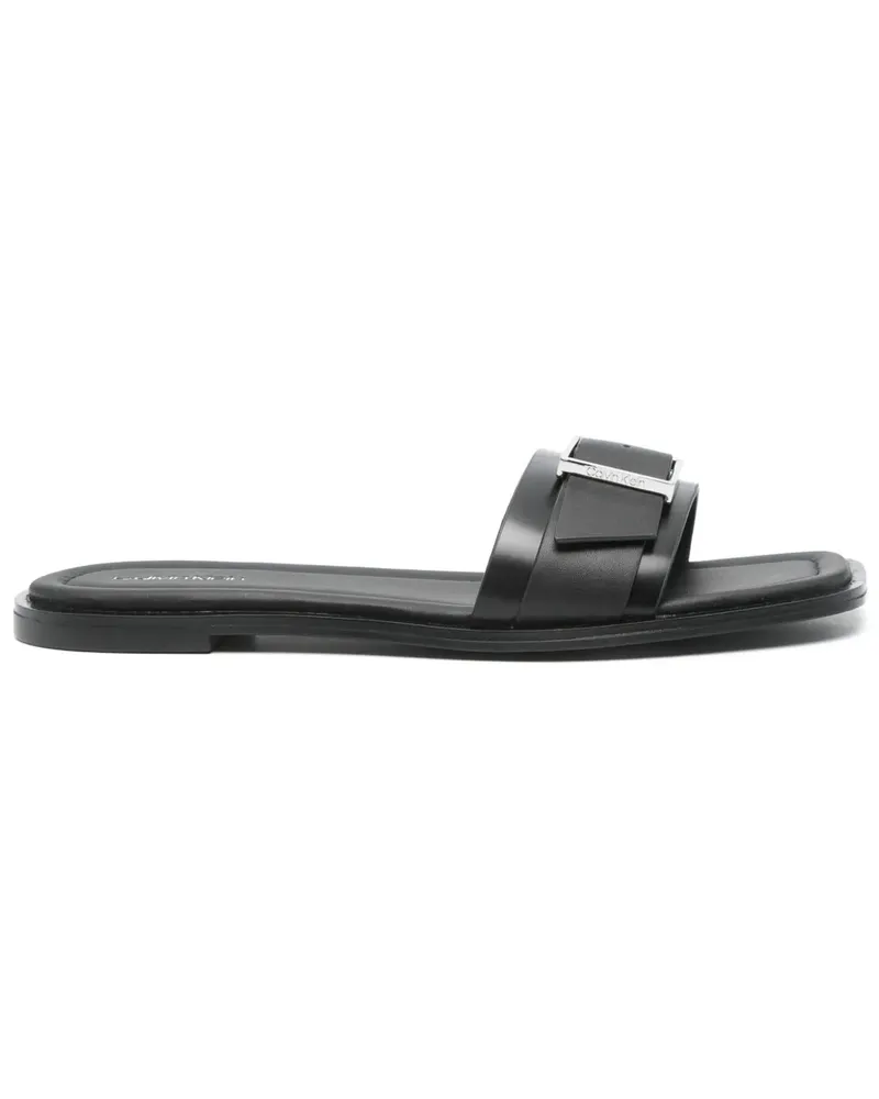 Calvin Klein Pantoletten aus Leder - Schwarz Schwarz