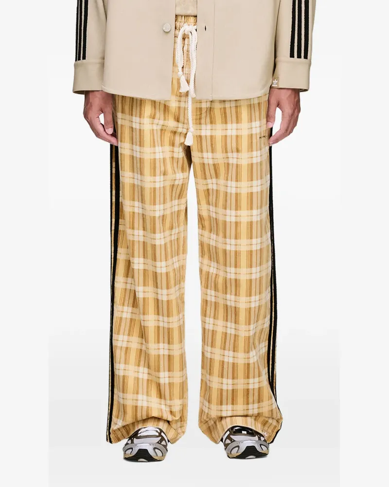 Song For The Mute x Adidas logo check trousers - Nude Nude