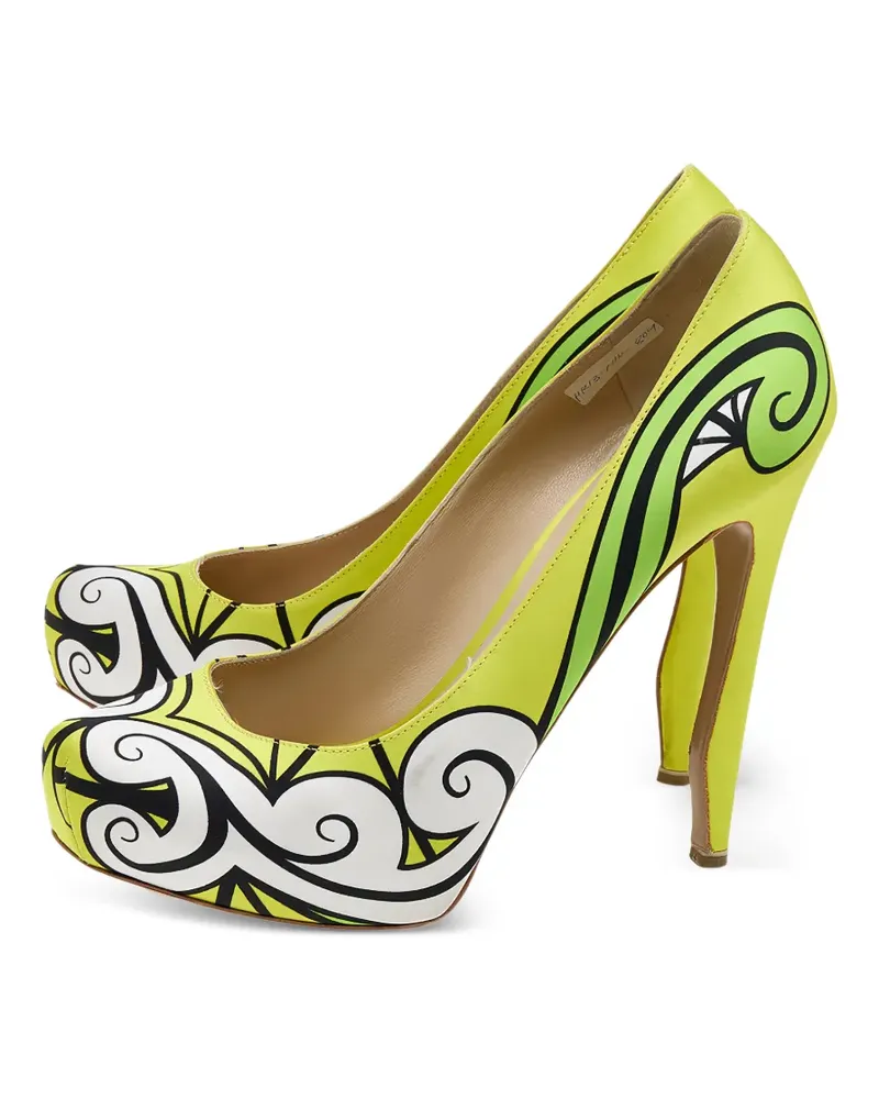 Nicholas Kirkwood printed platform pumps - Grün Grün