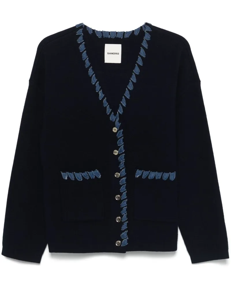 Sandro Cardigan mit Jeansbesatz - Blau Blau