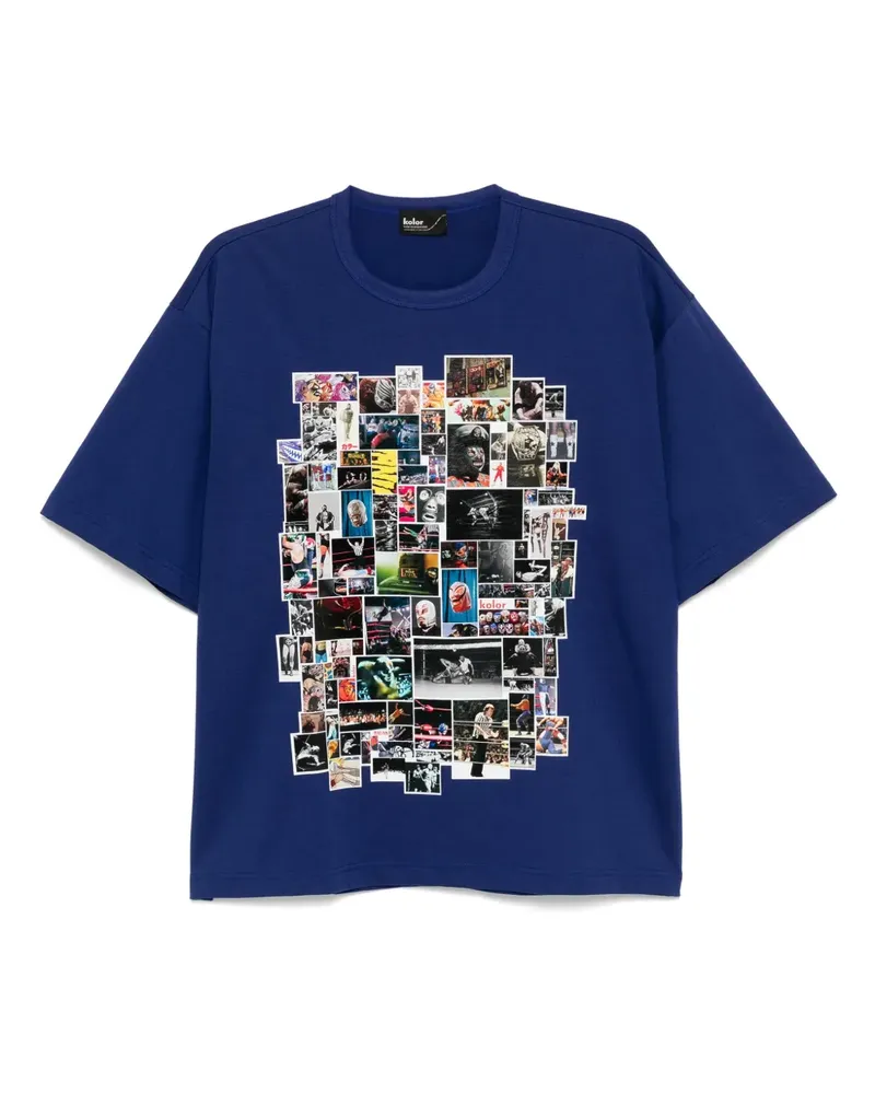 kolor T-Shirt mit grafischem Print - Blau Blau