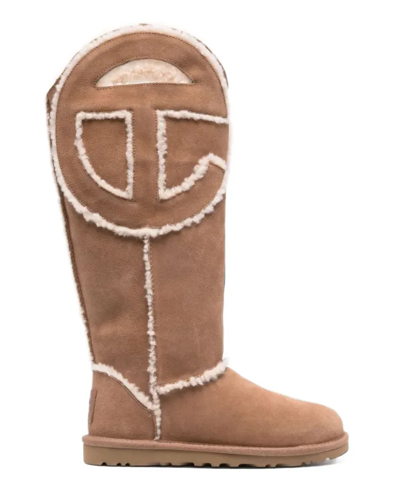 UGG Telfar shearling-trim suede boots - Nude Nude