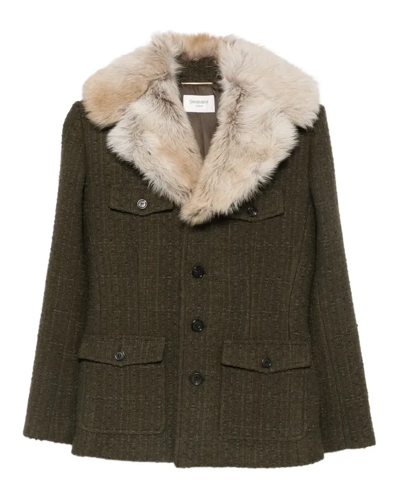 Saint Laurent Jacke mit Kragen aus Faux Fur - Grün Grün