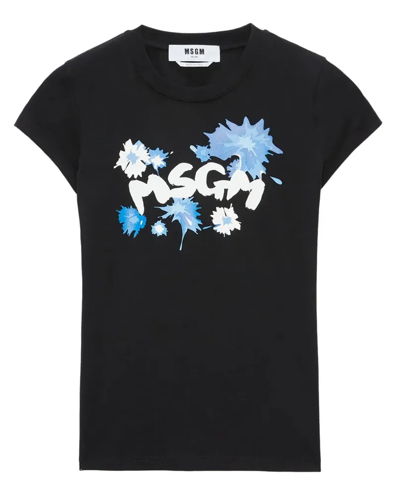 MSGM T-Shirt mit Logo-Print - Schwarz Schwarz