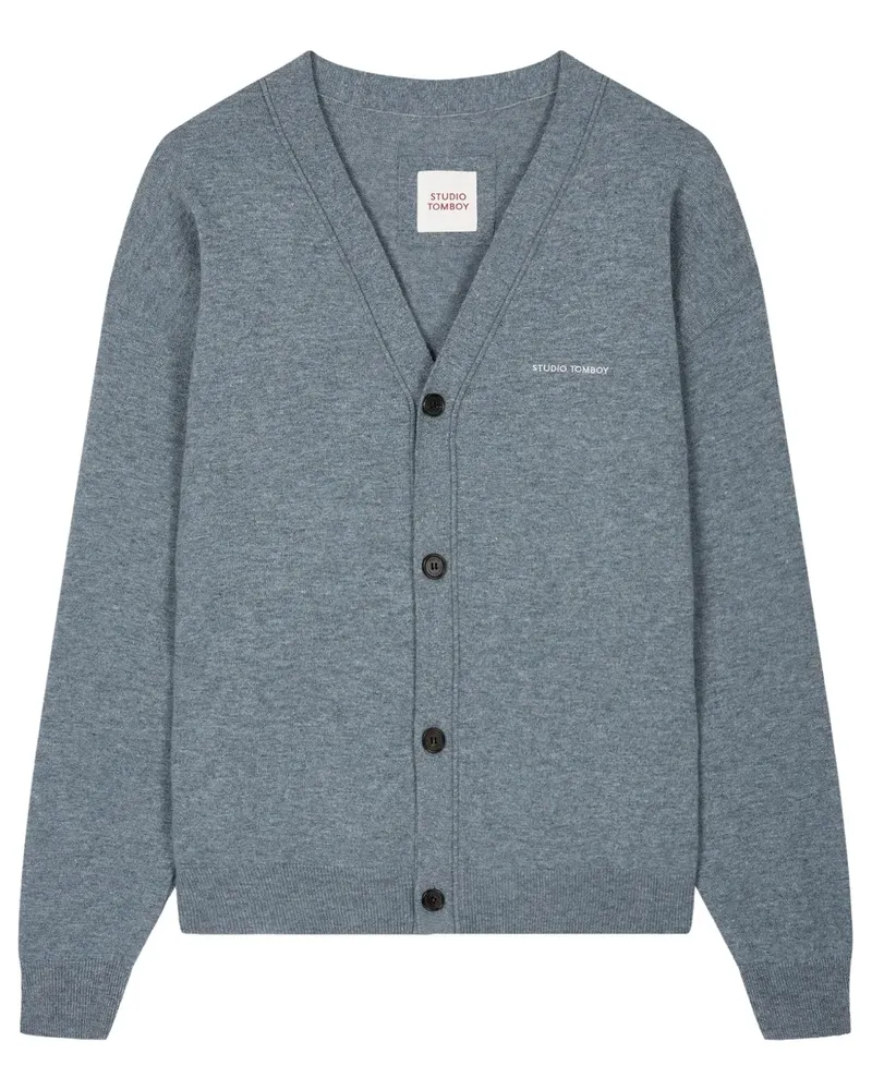 STUDIO TOMBOY Cardigan mit V-Ausschnitt - Blau Blau