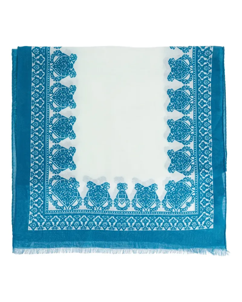 Etro Gemusterter Schal mit Fransen - Weiß Weiß