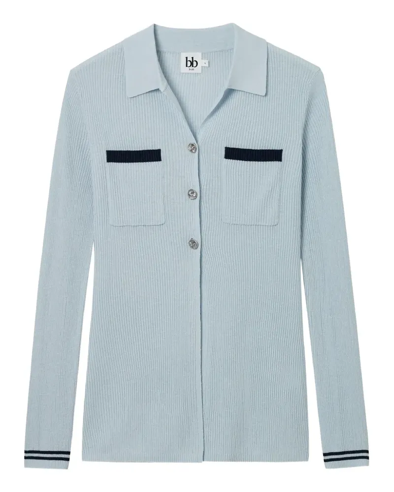 b+ab ribbed-knit button-up cardigan - Blau Blau