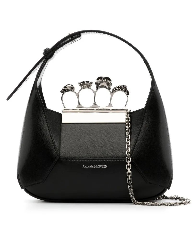 Alexander McQueen Mini Jewelled Hobo Handtasche - Schwarz Schwarz
