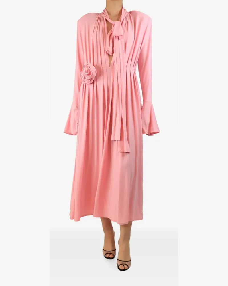 Magda Butrym Midikleid mit Blumenapplikation - Rosa Rosa