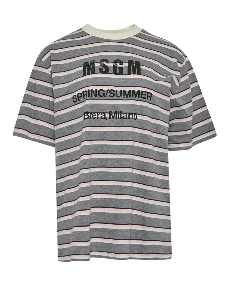MSGM striped logo-print T-shirt - Grau Grau