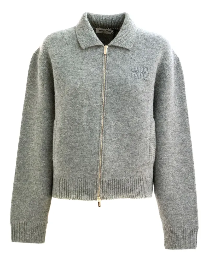 Miu Miu Bestickter Cardigan mit Reißverschluss - Grau Grau
