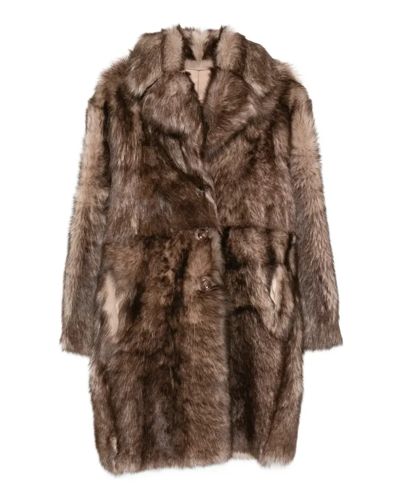 Manzoni 24 shearling notch-lapels coat - Braun Braun