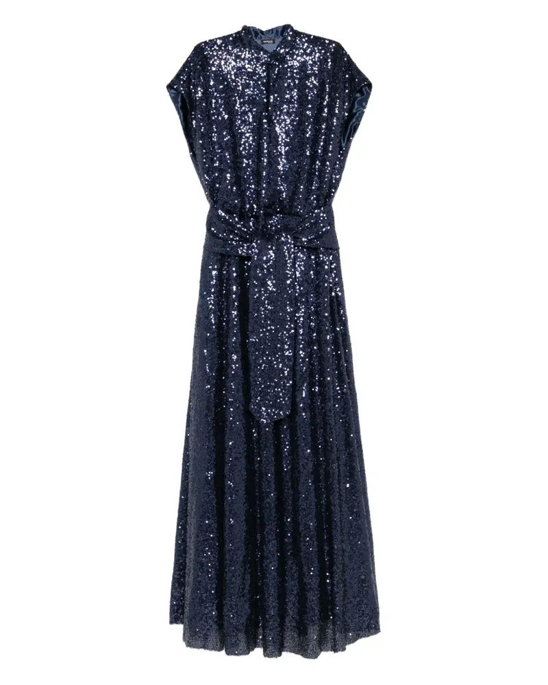 Kiton sequin embellished belted dress - Blau Blau