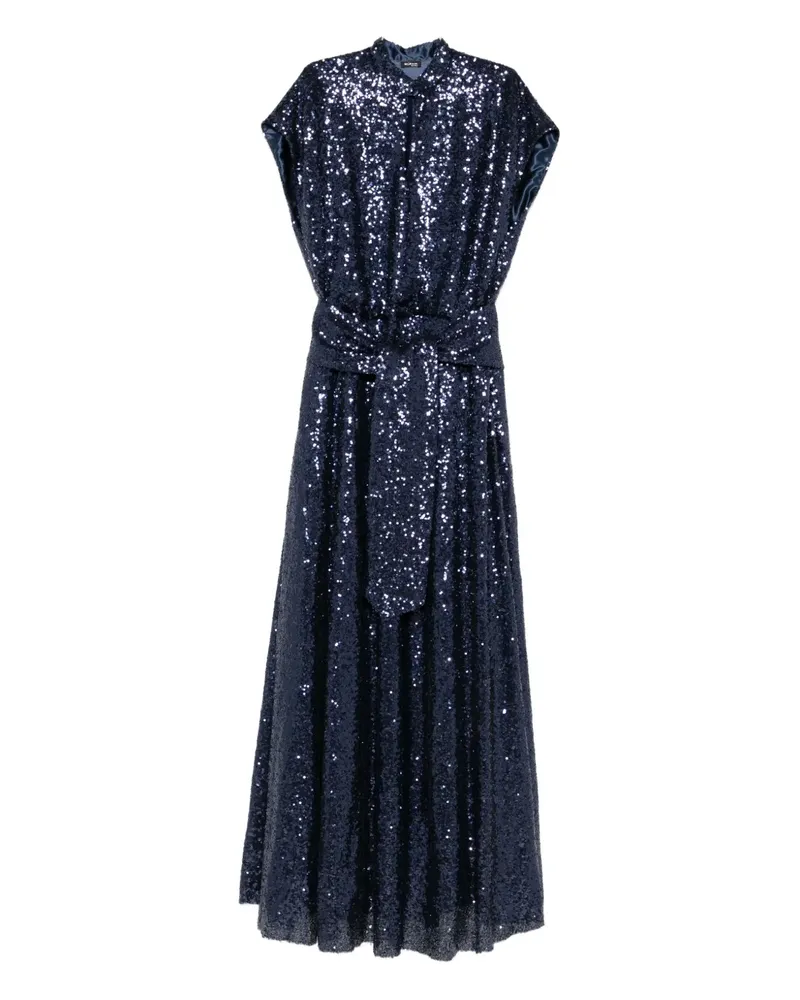 Kiton sequin embellished belted dress - Blau Blau