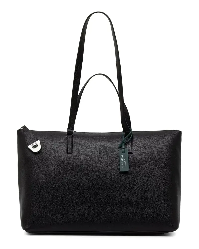 Coccinelle Tote Bag mit gekörntem Leder - Schwarz Schwarz