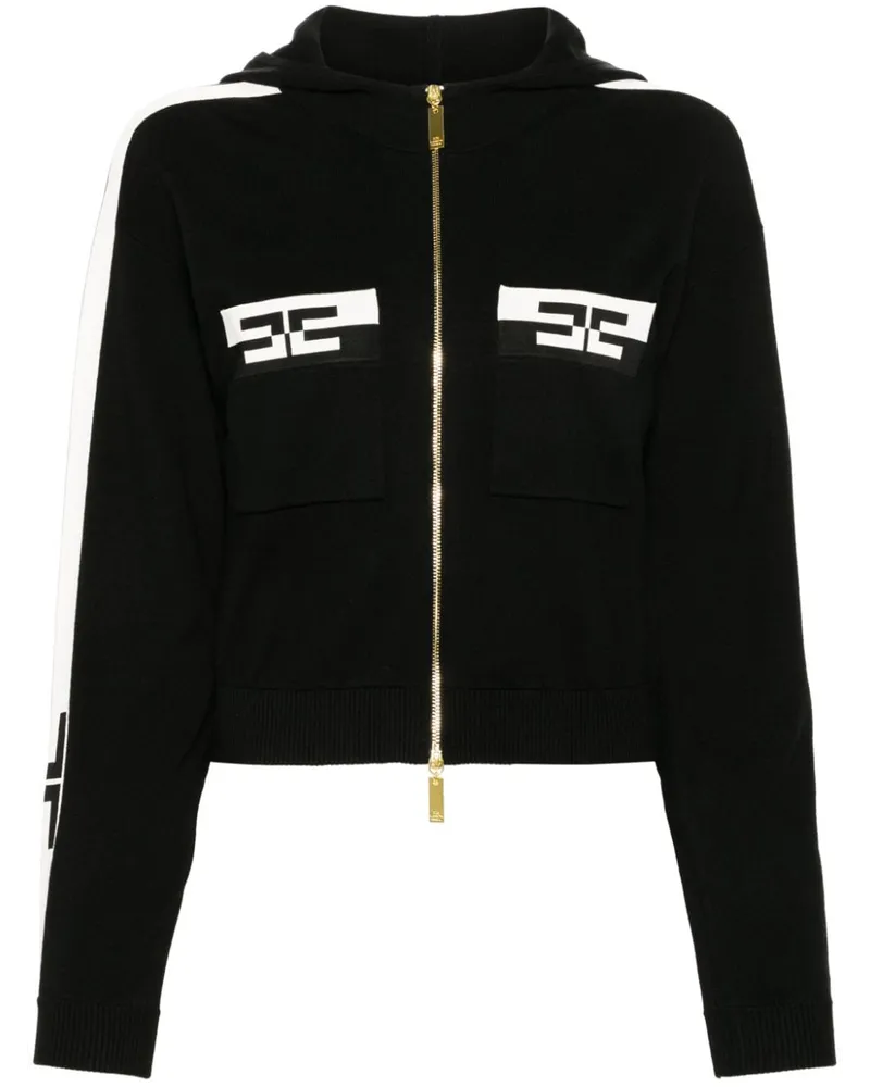 Elisabetta Franchi Cardigan mit Logo-Jacquard Schwarz