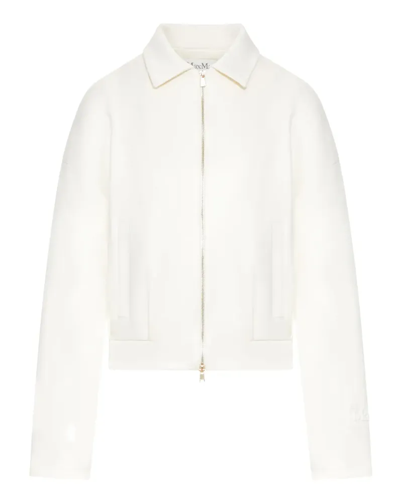 Max Mara Reißverschluss-Jacke mit Hemdkragen - Weiß Weiß