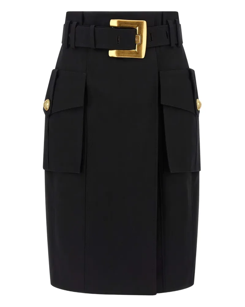 Balmain Cargo-Bleistiftrock mit Gürtel - Schwarz Schwarz