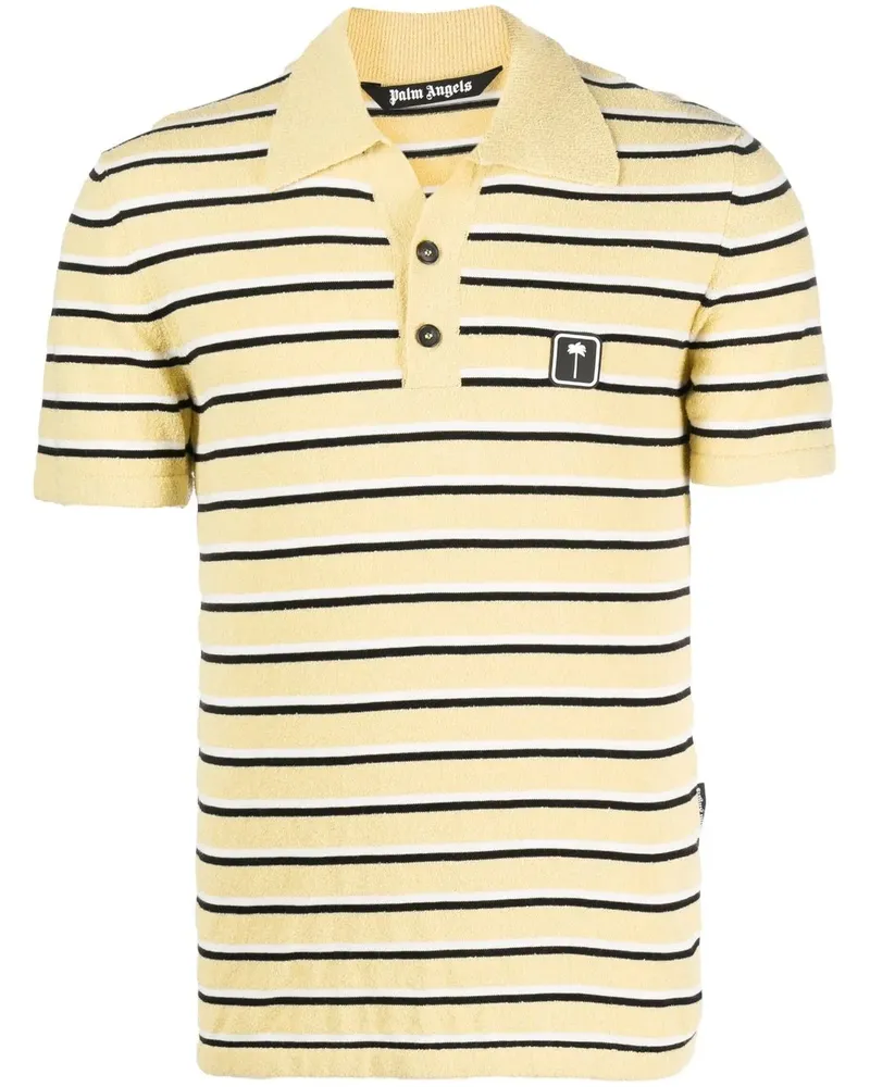 Palm Angels Gestreiftes Poloshirt aus Frottee - Gelb Gelb