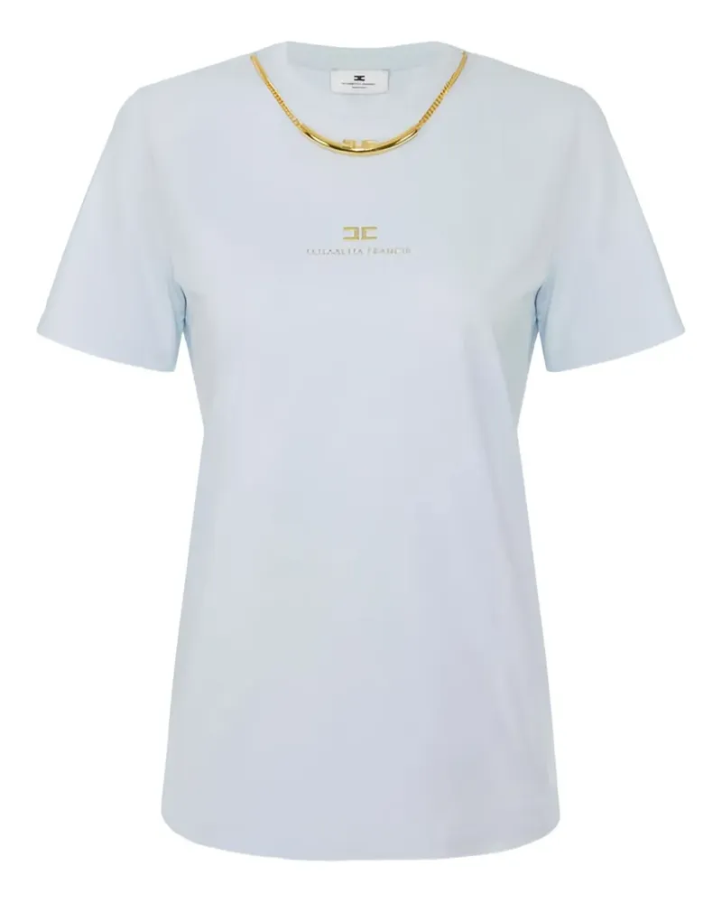 Elisabetta Franchi T-Shirt mit Perlen - Blau Blau