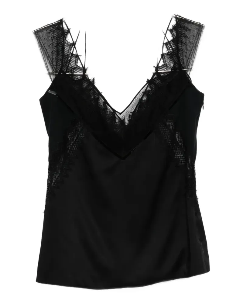Tom Ford lace-trim satin top - Schwarz Schwarz