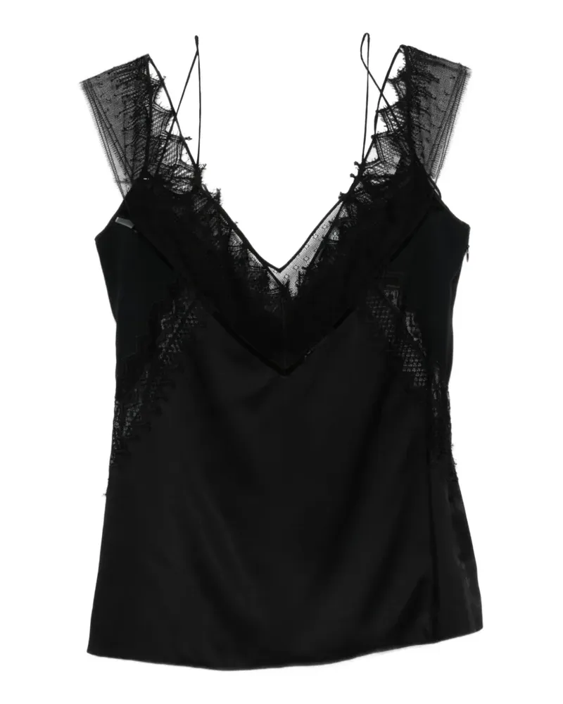 Tom Ford lace-trim satin top - Schwarz Schwarz