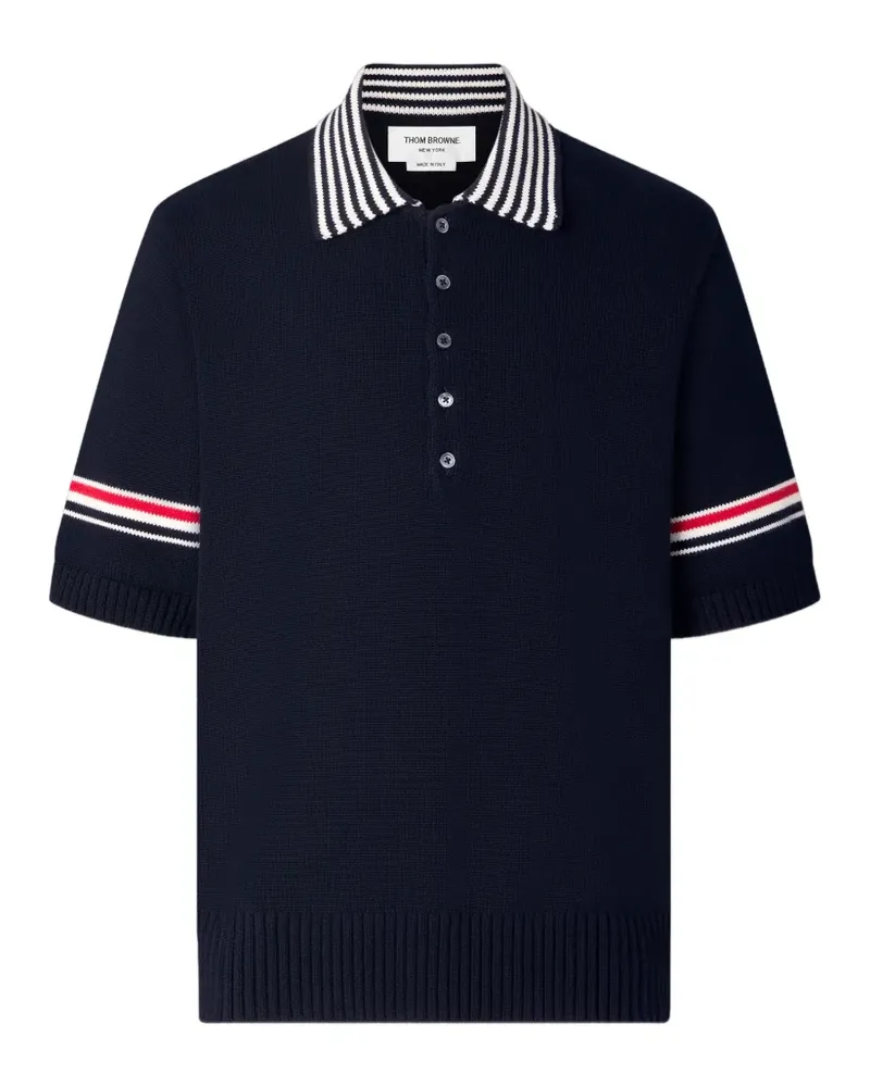 Thom Browne Segelboot Rugby Polo mit RWB Armbänder - Blau Blau