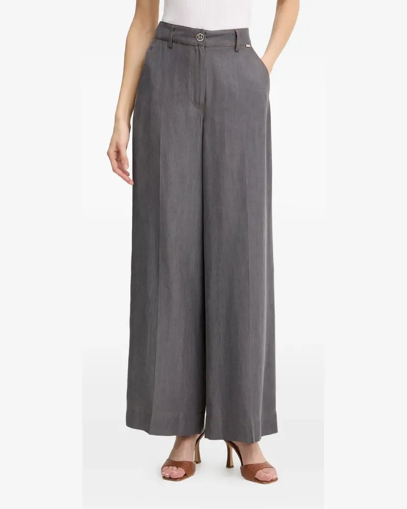 Fracomina contrast-stitch wide-leg palazzo pants - Grau Grau