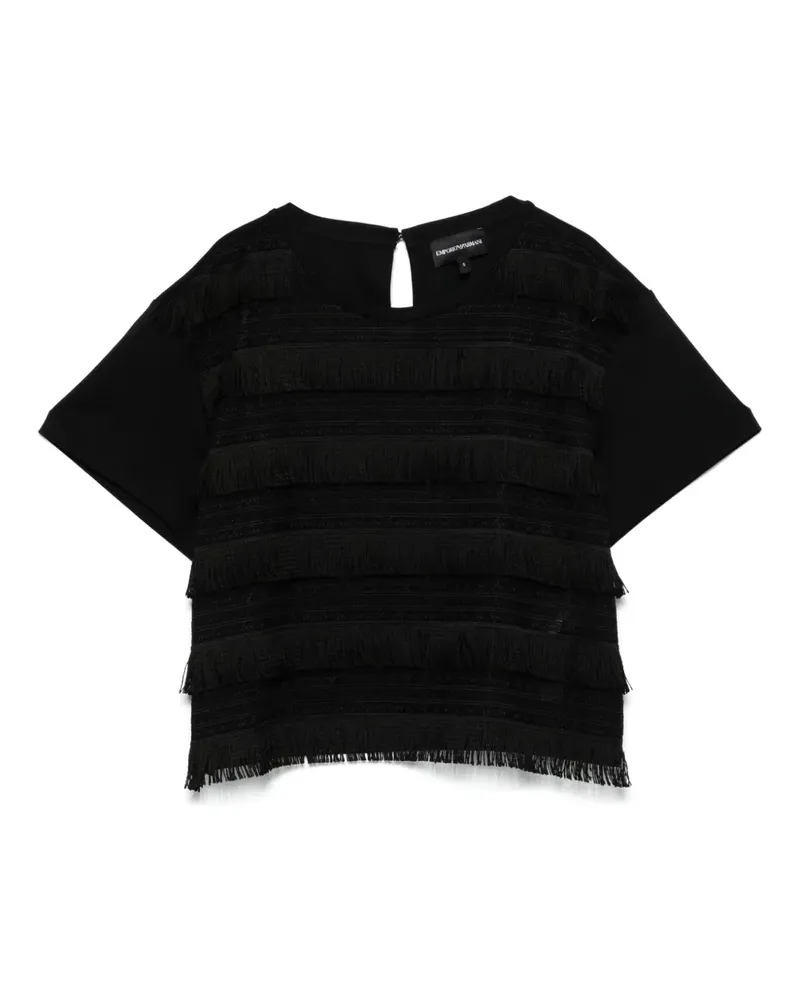 Emporio Armani T-Shirt mit Fransen - Schwarz Schwarz