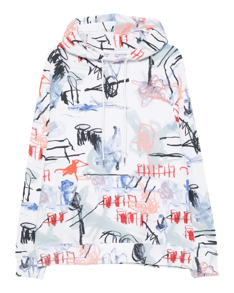 Études Studio x Julian Farade graphic-print drawstring hoodie - Weiß Weiß