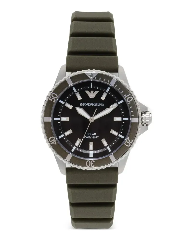 Emporio Armani World Explorer Armbanduhr aus Silikon mit drei Zeigern - Schwarz Schwarz