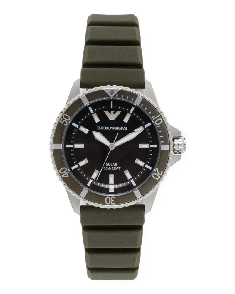 Emporio Armani World Explorer Armbanduhr aus Silikon mit drei Zeigern - Schwarz Schwarz